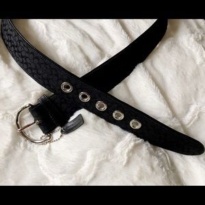 Authentic Coach Black Signature & Leather Belt Lg